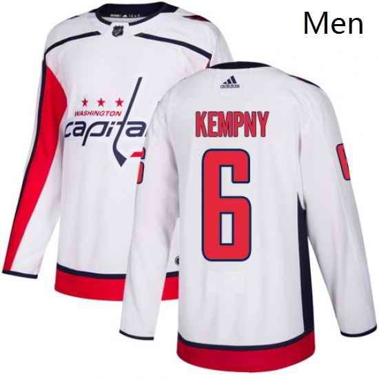 Mens Adidas Washington Capitals 6 Michal Kempny Authentic White Away NHL Jersey